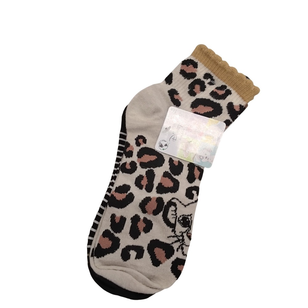 Disney 101 Dalmatians Women Striped Leopard Print Crew Socks 2 Pair Pack Black